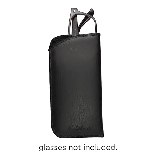 Image of Calabria Slim Faux Leather Eyeglass Case Soft Slip-In Design [Black & Brown without Clip - 2 Pack] | Compact Protective Pouch | Soft Case for Glasses | Lightweight Sunglass Storage