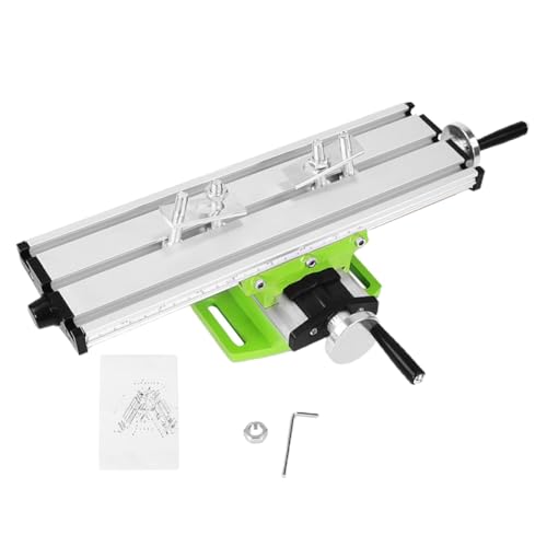 SOESFOUFU Mesa de Trabajo Multifunción Cruzada Pequeña para Fresadora y Taladro Manual, Soporte Compacto Premontado Accesorios (1 Manual, 2 Tuercas, 1 Llave), Adecuado para Hogar y Taller