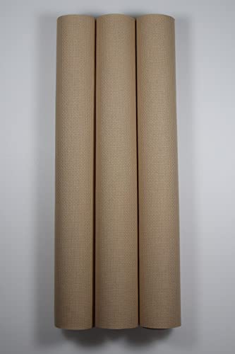 Image of KCS 3 pc of 15 inch x 18 inch Counted Cross Stitch Cotton Aida Cloth Needlework Rolled Fabric Box,14CT,Khaki
