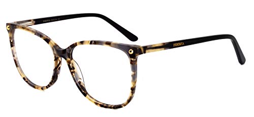 FERAVIA Lunettes optiques surdimensionnées Monture en acétate sans ordonnance pour femme et jeune fille(Couleur Gris) Cover