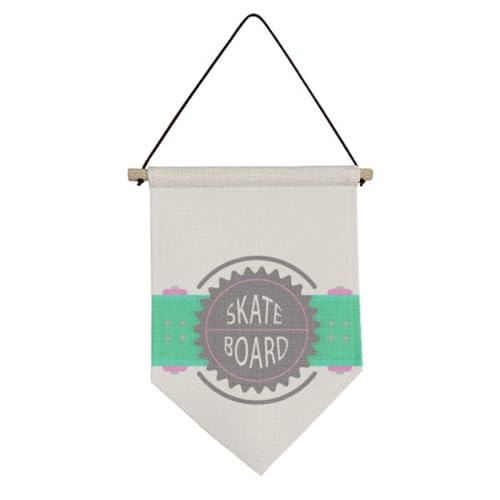 Toile Drapeau Suspendu Skateboard Aquarelle pour Décoration Chambre Ado et Studio