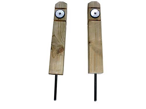 2 x 18 inch (45cm) Timber Reflective Keep Off Grass Verge Posts Boundary Markers, Push in Ground