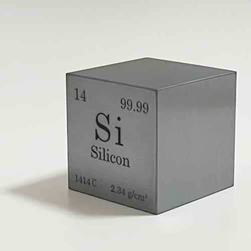 Image of High-Purity Element Cubes | Titanium, Silicon, Iron, Magnesium, Zinc, Tungsten & Carbon | 10mm, 25.4mm, 38.1mm | STEM, Display & Collection (Silicon, 0.39inch)