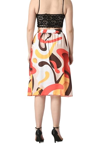 Image of VAGISHA Blooming Below Knee | Middi Printed A-line Skirt for Women's /Girl's |100% Polyblend | Soft & Breathable Fabric | Elastic Band | Casual Wear |M-XXXL|28 inch-36 inch inches
