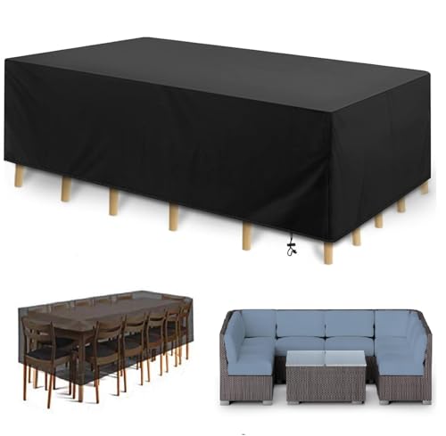Funda para muebles de jardín, resistente al agua, 205 x 100 x 105 cm, cubierta protectora para muebles de jardín, resistente al viento, resistente al polvo, funda protectora para mesa de jardín,