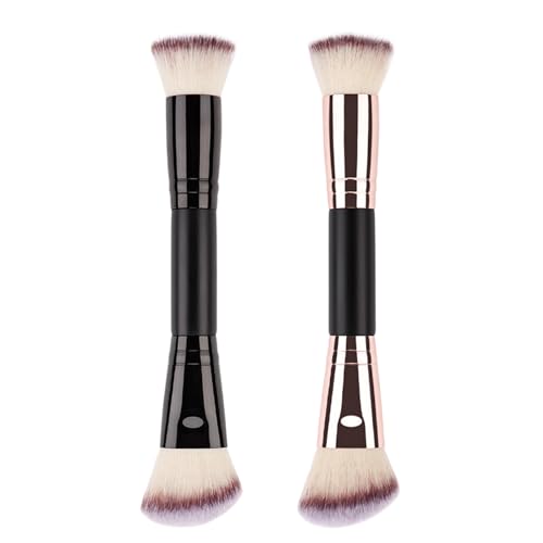 Brocha para base - Brocha para corrector, Pinceles para polvos de doble extremo para difuminar la belleza, Pinceles de maquillaje para corrector para adultos para contornear y difuminar