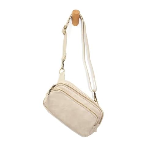 Joy Susan Womens Fashion Purse Kylie Double Zip Sling Belt Bag - Linen Cover