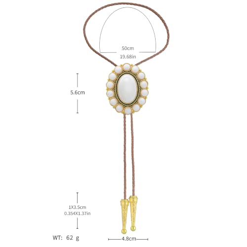 Image of GelConnie Bolo Tie for Men Women Western Cowboy Turquoise Leather Necktie | Natural Stone Bolo Tie Necklace for Women Rodeo Cowboy Leather Necktie Native American Western Cowgirl Ties Adjustable Cord