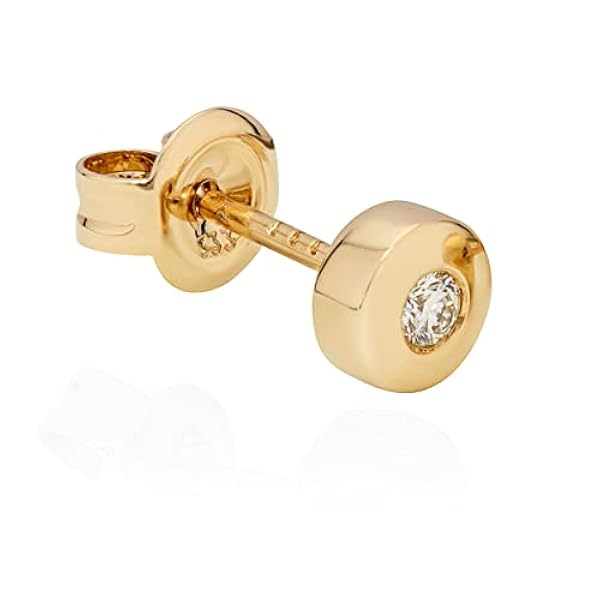NKlaus orecchini a perno singolo 5 mm tondo 333 oro giallo brillante 0,06 ct W/Si diamante uomo orecchino 11463