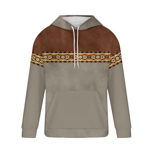 Western Aztec Hoodies for Men Cowboy Hooded Sweatshirt Country Graphic Print Oversized Pullover with Pockets3