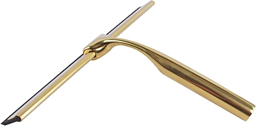 Duschabzieher Edelstahl Glas Fensterabzieher Antirutsch Klingengriff für Badezimmer Tür Spiegel Auto mit Haken Wischerreiniger Gold