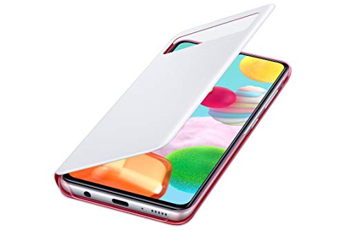 Samsung S View Smartphone Cover EF-EA415 für Galaxy A41, Handy-Hülle, stoßfest, Schutz Case, integriertes Sichtfenster weiß