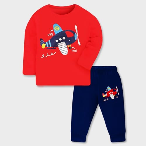 Image of TS LAVI TAVI Trendy Printed Unisex Cotton T-Shirt & Pyjama Set | Full Sleeve Top & Track Pant | Boys & Girls | Pack of 3 | Newborn & Kids
