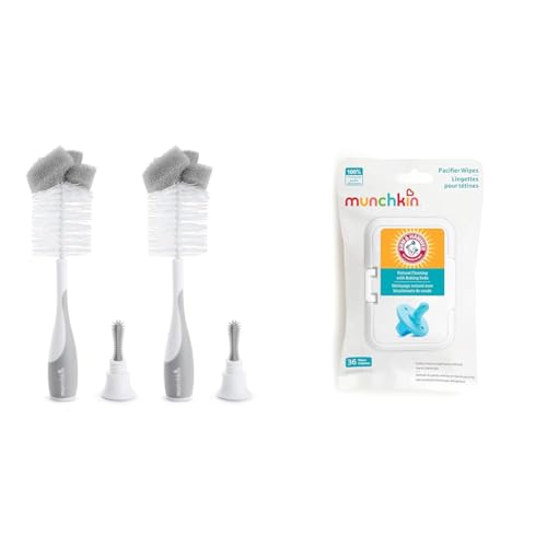 Image of Munchkin 2 Count Bottle Brush and 36 Count Arm & Hammer Pacifier Wipes Bundle