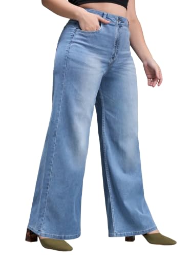 Image of Miss Chase A+ Women's Wide Leg High Rise Regular Length Stretchable Denim Jeans