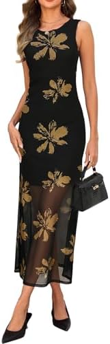 Bluetime Women's Floral Mesh Maxi Dresses Bodycon Formal Wedding ...