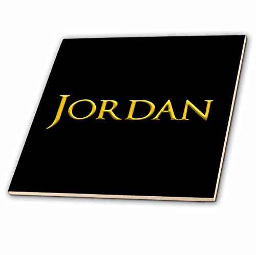 8 Inch Glass Tile - Jordan Attractive Girl Baby Name in The USA. Yellow on Black Gift Alexis Design - Popular Female Names in USA