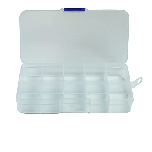 Image of Plastic Grid Storage Box, 10 Large Grids Clear Plastic Jewelry Box, Small Accessories Multipurpose Organizer for earrings, tackle, string, (10 Grids - Clear)
