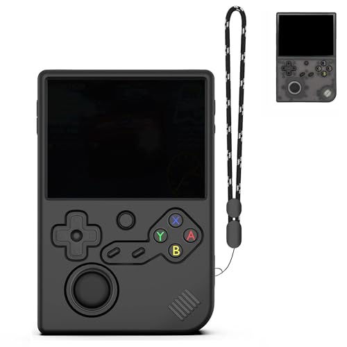 FIOPAZ for RG40XXV Silicone Protective Case, Soft Case for Anbernic RG 40XXV only, RG 40XX V Retro Handheld Game Console Accessories, Anti-Scratch Washable Silicone Case with Lanyard (Black)