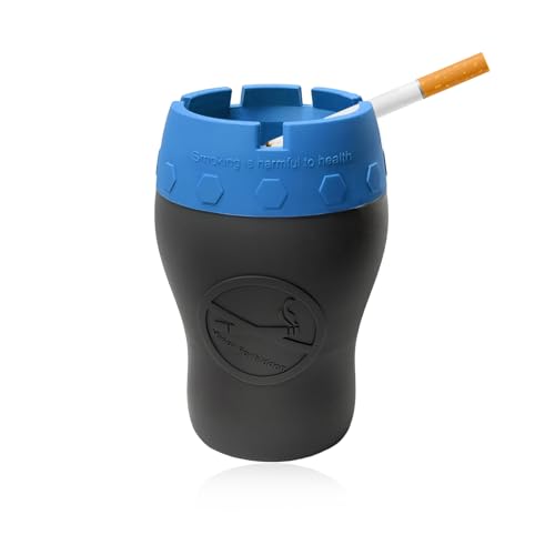 Image of Car Silicone Ashtray, Smokeless Drop-Proof Auto Ash Tray for Cup Holder, Windproof Portable Vehicle Cigarette Ash Tray for Home Outside Office, Interior Car Accessories (Blue)