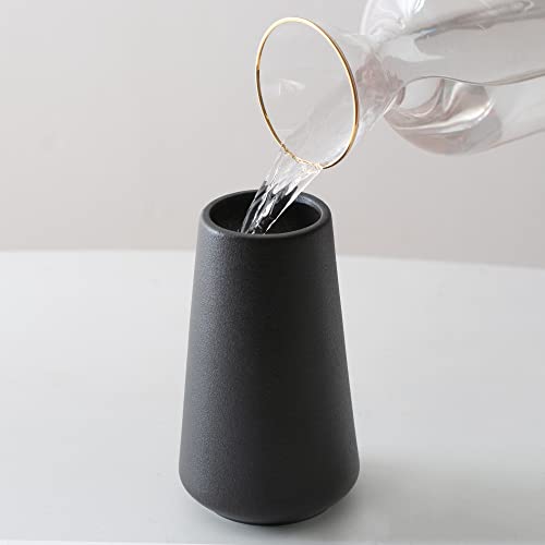 Decorswith Ceramic Vase Flower Vases Minimalism Style, Black Matte Vases For Home Decor Painting Modern Table Fireplace Bedroom #TOP3