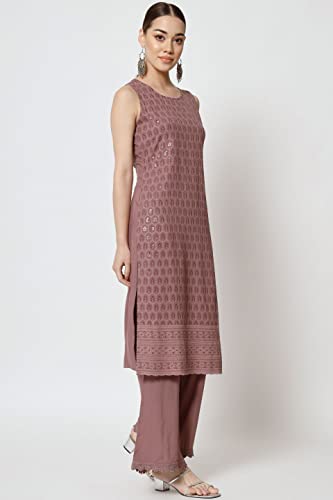 Women's Rayon Lucknowi Chikankari Embroidery Straight Kurta,Palazzo and Dupatta Set4