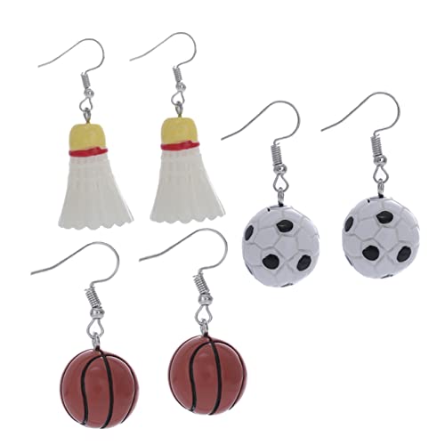 CTIRCHIU 3 Paare Sport Ohrringe Harz Adorable Ohrringe mit Fußball Basketball und Federball Niedliche Sport Ohrhänger für Damen Ohrschmuck CTIRCHIU 3 Paare Sport Ohrringe Harz Adorable Ohrringe mit Fußball Basketball und Federball Niedliche Sport Ohrhänger für Damen Ohrschmuck