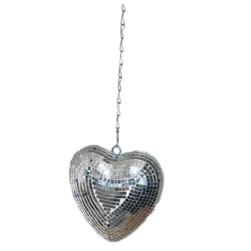 Bola espejada en forma de corazón decorativa para colgar, interior y exterior, para fiestas miniatura 1