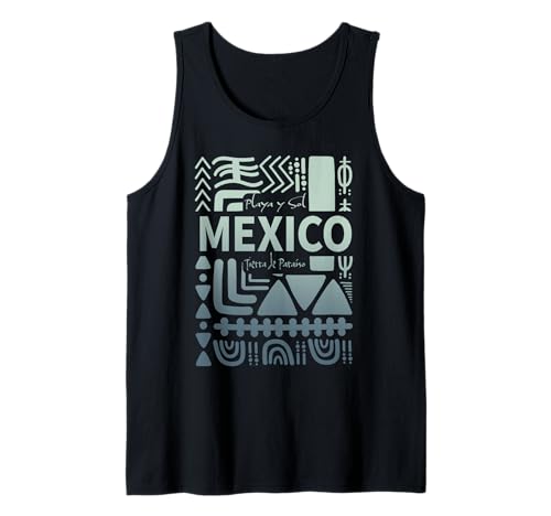 México Art - Playa y Sol Diseño Abstracto Inspirado en Aztecas Camiseta sin Mangas