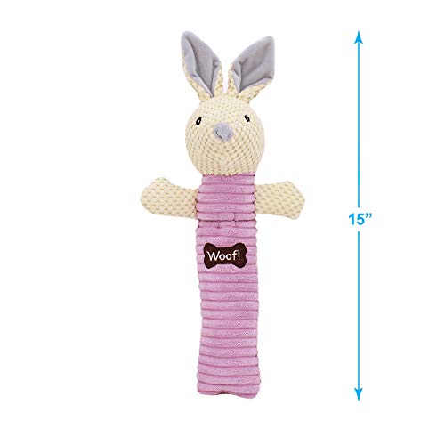 Image of Best Pet Supplies Log Plush Toy With 3 Textures and 2 Squeakers - Interactive for Small and Large Dog Breeds - Pig, Sheep and Rabbit Bundle, Large