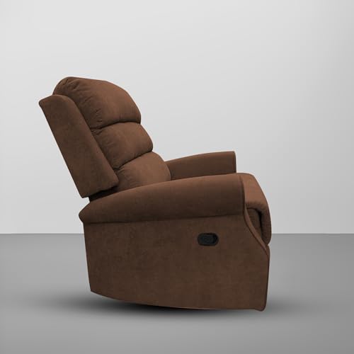 Image of Casaliving Avalon Comfy Fabric Single Seater Recliner Chair, Recliner Sofa for Relaxing, Recliner Chair for Home Relax (Brown) | Premium Fabric Sofa