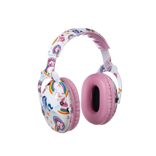 PROTEAR Cache-oreilles SNR 28 dB pour enfants avec réduction du bruit - Casque de sécurité réglable pour enfants, protection auditive contre les feux d'artifice, les devoirs (licorne rose)