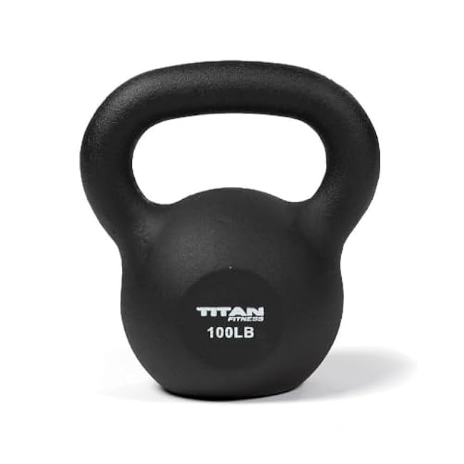 Titan Fitness 100 LB Cast Iron Kettlebell, Single Piece Casting, LB Markings, Full Body Workout