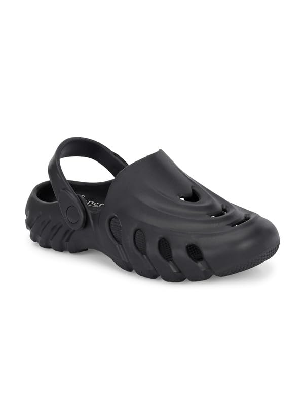 luper Black Men Sandals Self Design Clogs-picture-51