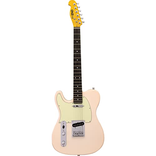 CNZ Audio TL Electric Guitar - Left Handed - Ivory Finish, Amber Maple Neck & Fingerboard