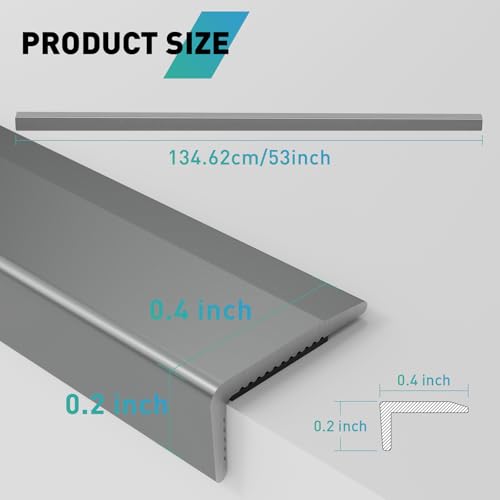 Image of 10-Pack Tile Edge Trim,53''x0.4'' | Peel and Stick Aluminum Backsplash Trim Edge,Metal Self Adhesive Decorative Tile Liner,Matte Gray