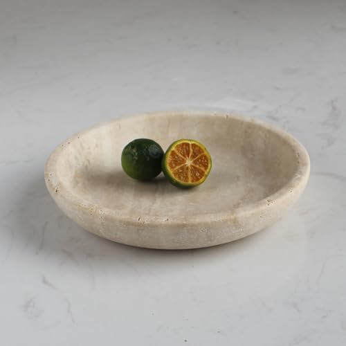 Natural Travertine Ring Dish Jewelry Tray for Women, Marble Trink...