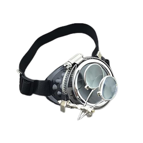 TOSGMLOUS Halloween Cosplay Steampunk Monocle Goggles with Magnifier Punk Biker Rave Goth Victorian Custome gift