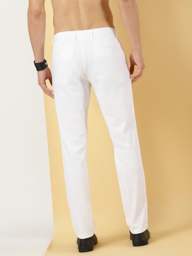 Image of Thomas Scott Men's | Solid | Light Weight | Breathable Fabric | Elasticated Waist | Mid Rise | Regular Fit | Cotton Blend | Button with Drawstring | Chino Trouser | Pants