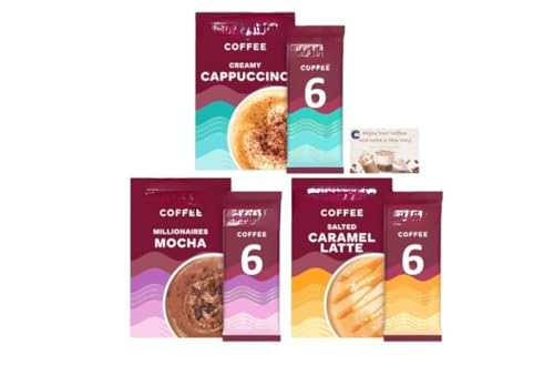Costa Coffee Delights Collection - Salted Caramel Latte Creamy Cappuccino Millionaires Mocha (18 Sachets Total)