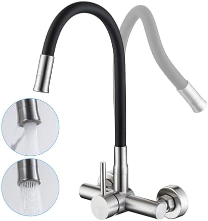 Robinet de Cuisine Mural Mitigeur avec Bec flexible, 2 Ty…