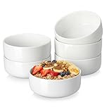 MALACASA 24 oz Cereal Bowls Set of 6, Premium Porcelain Soup and Salad Bowls, Microwave Dishwasher Safe, Modern White Bowl for Noodles, Dessert, Breakfast, Series Luna