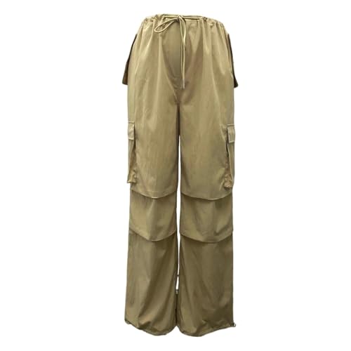Pantalon cargo femme jambe large taille haute surdimensionné à poches