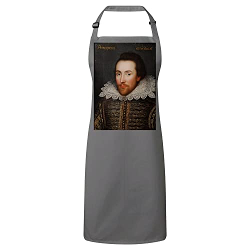 Tablier cuisine cadeau original gris motif William Shakespeare