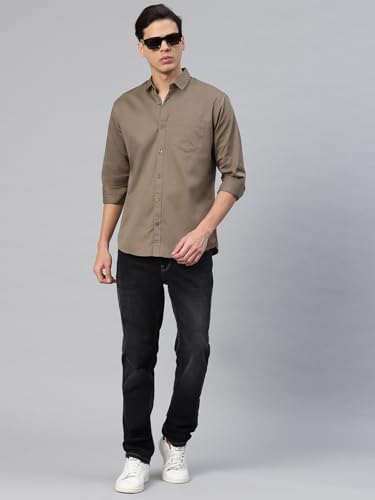 Image of Majestic Man Men's Cotton Slim Fit Solid Casual Shirt