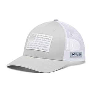 Columbia Unisex Unisex PFG Fish Flag Mesh Snap Back Hat, Cool Grey/White, One Size
