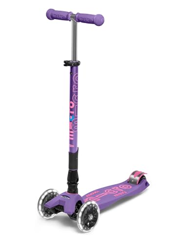 Micro® | Maxi Deluxe Plegable LED | Patinete 3 Ruedas Niños | Altura Regulable | Ruedas con iluminación LED | Rodamientos ABEC9 | 5-12 Años | Niños y Niñas