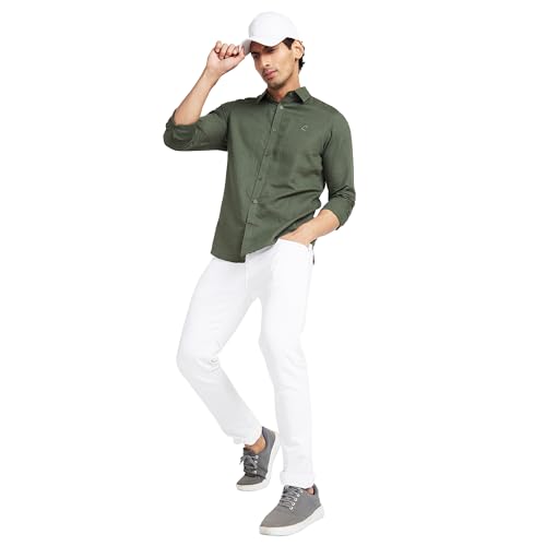 Image of Being Human Grey Slim Straight Fit Regular Collar Long Sleeves Men's Shirt Clothing