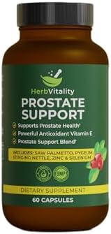 Prostate Support Supplement for Men – Saw Palmetto, Beta-Sitosterol, Pygeum, Nettle, Zinc & Selenium – Supports Urinary Flow, Prostate Health & Vitality – 60 Capsules