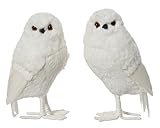 Kaemingk Dekofigur Eule 9x8x15cm Kunstfell 1 Stück Sortiert - Flauschige Weihnachtsfigur - Schneeeule Deko Figur Weihnachten - Tierfigur Weihnachtsdeko - Plüschfigur Weiß